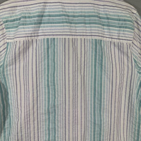 CJ Banks Womens Button Up Striped Blouse Top 1X Purple Teal 3/4 Sleeve - Picture 9 of 11